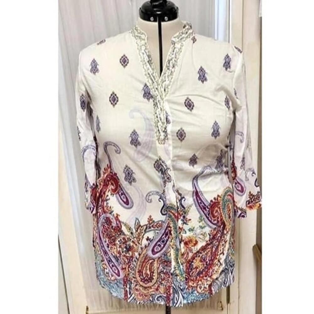 Chico’s paisley semi sheer tunic. Size 2.